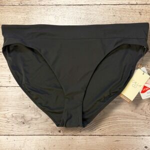 CALIA Womens Mid Rise Wide Banded Swim Bikini Bottoms NWT -‎ Size XL - Black